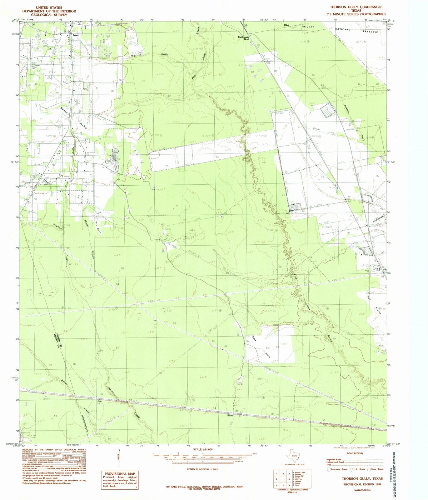 1984 Thorson Gully, TX - Texas - USGS Topographic Map