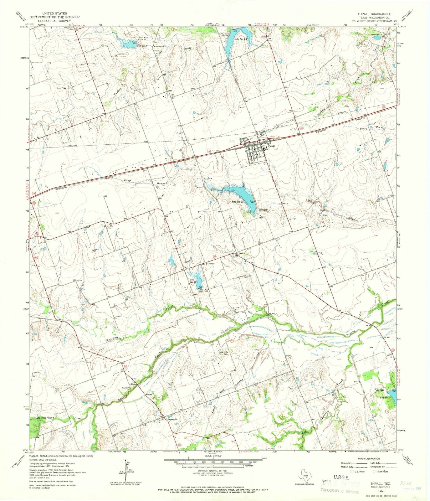 1964 Thrall, TX - Texas - USGS Topographic Map