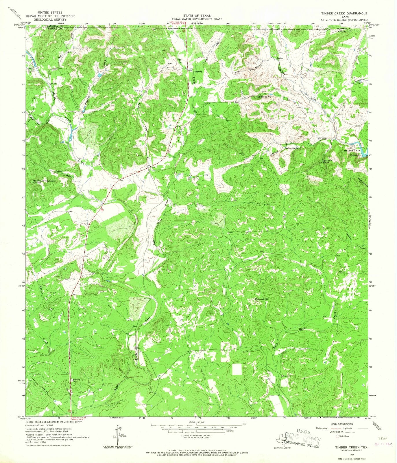 1964 Timber Creek, TX - Texas - USGS Topographic Map