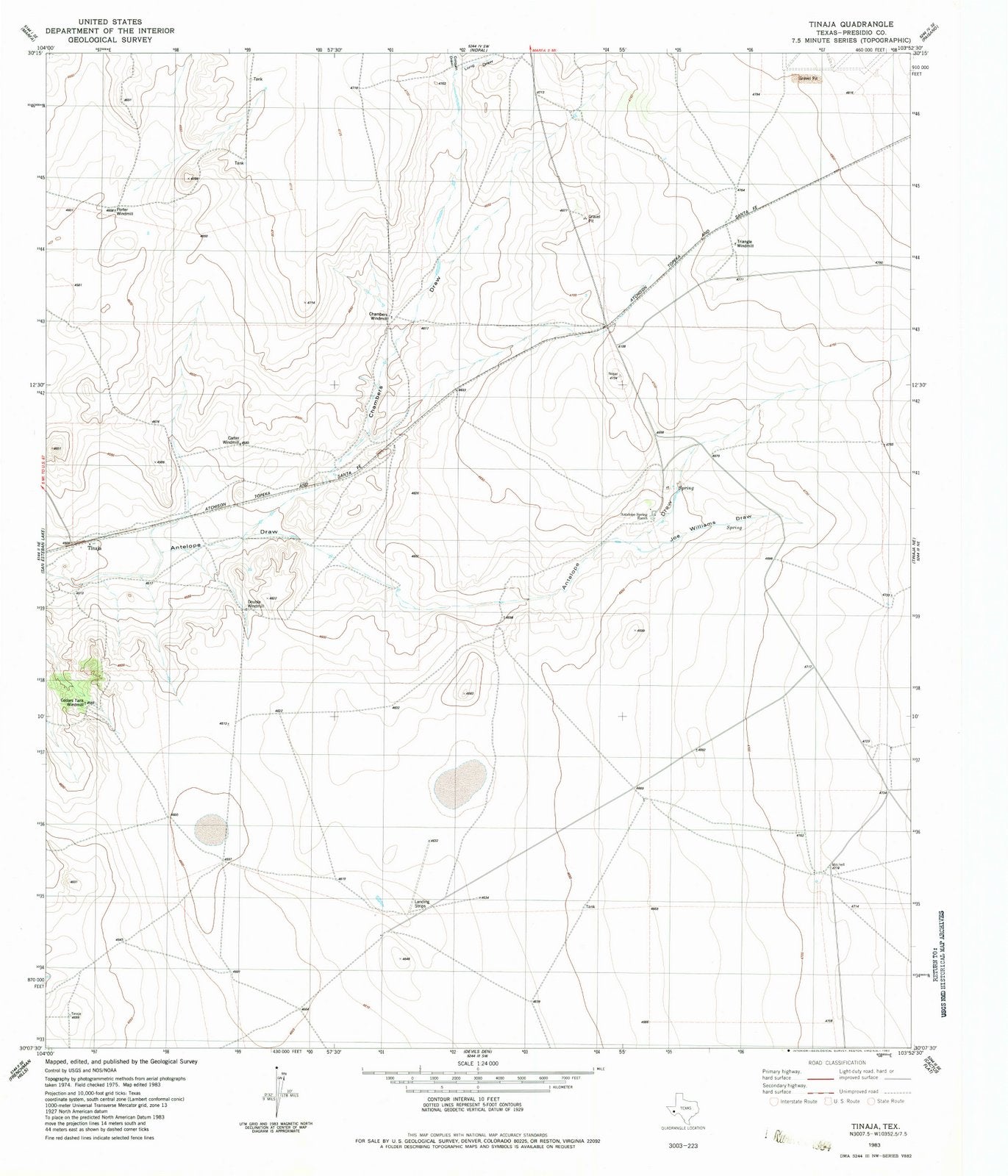 1983 Tinaja, TX - Texas - USGS Topographic Map v2