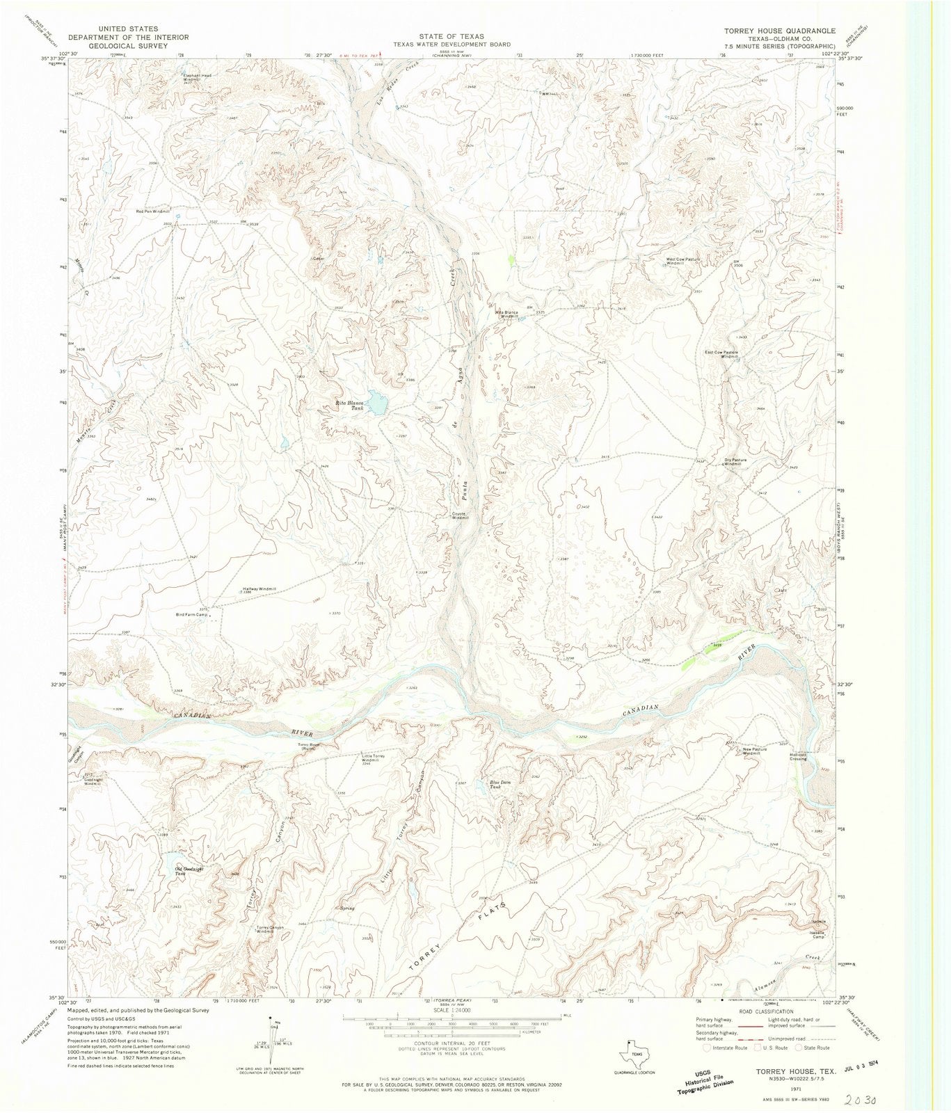 1971 Torrey House, TX - Texas - USGS Topographic Map