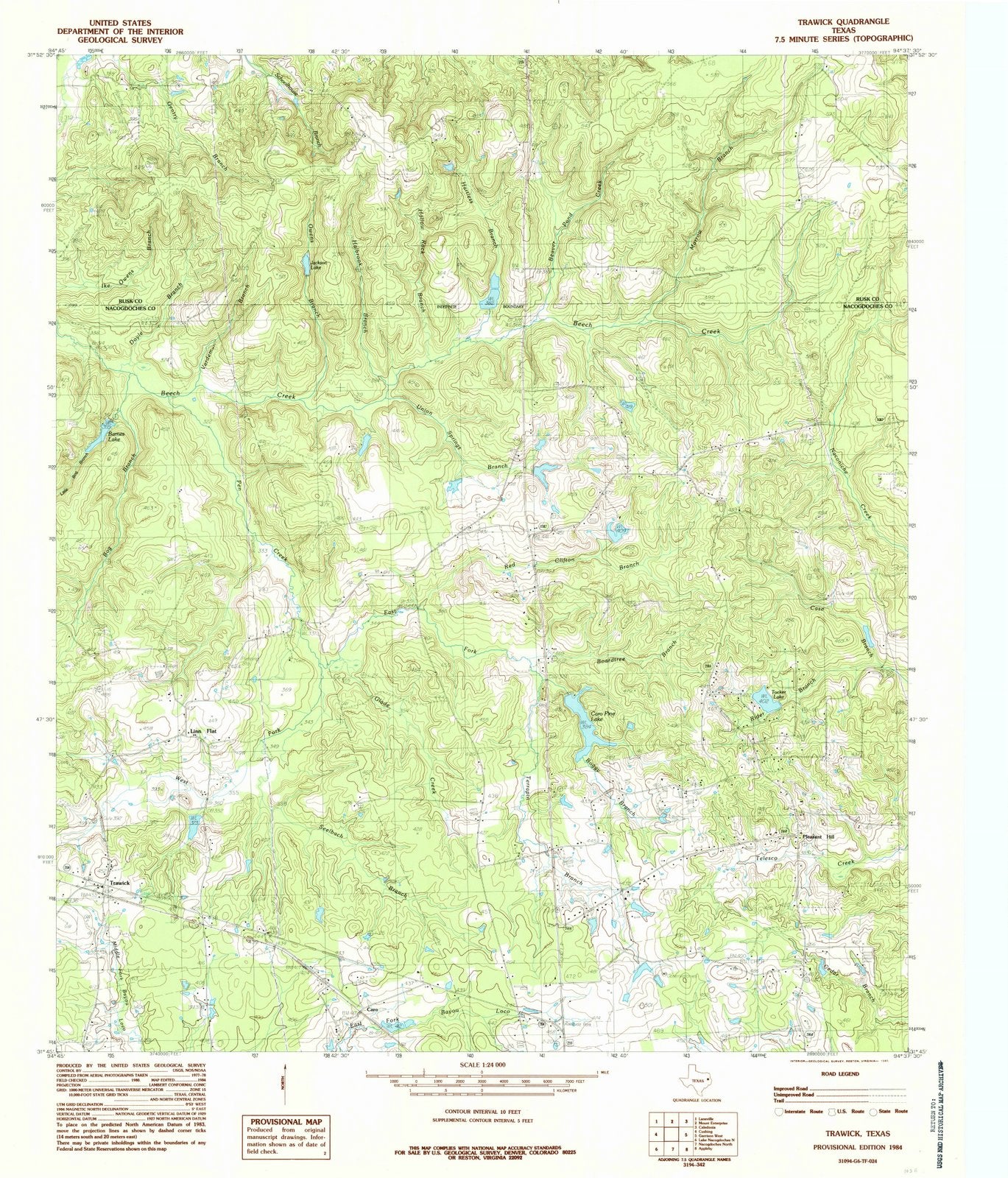 1984 Trawick, TX - Texas - USGS Topographic Map