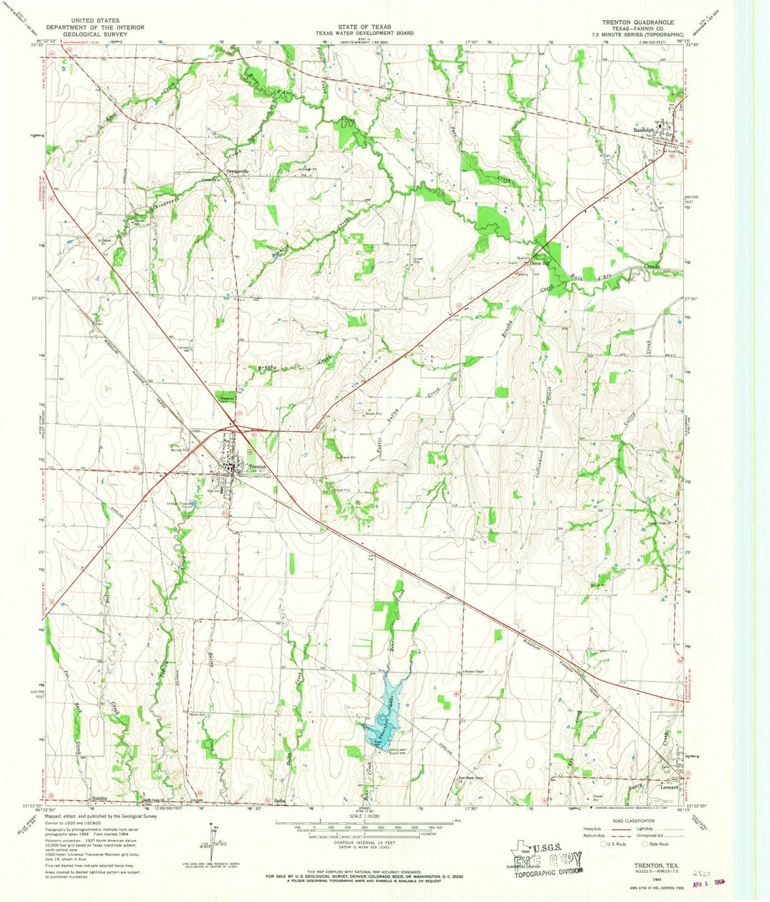 1964 Trenton, TX - Texas - USGS Topographic Map