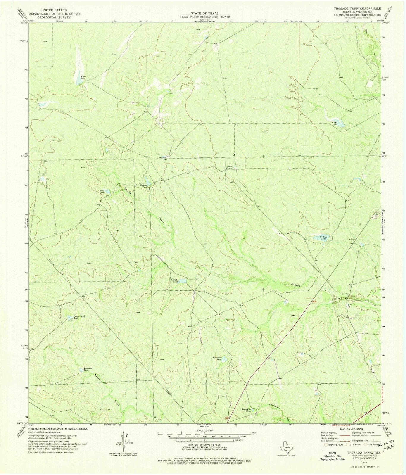 1974 Trosado Tank, TX - Texas - USGS Topographic Map