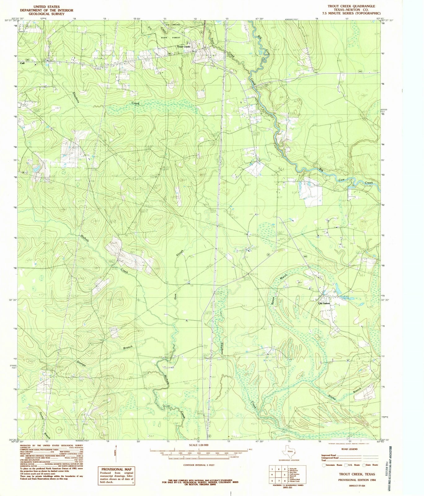 1984 Trout Creek, TX - Texas - USGS Topographic Map