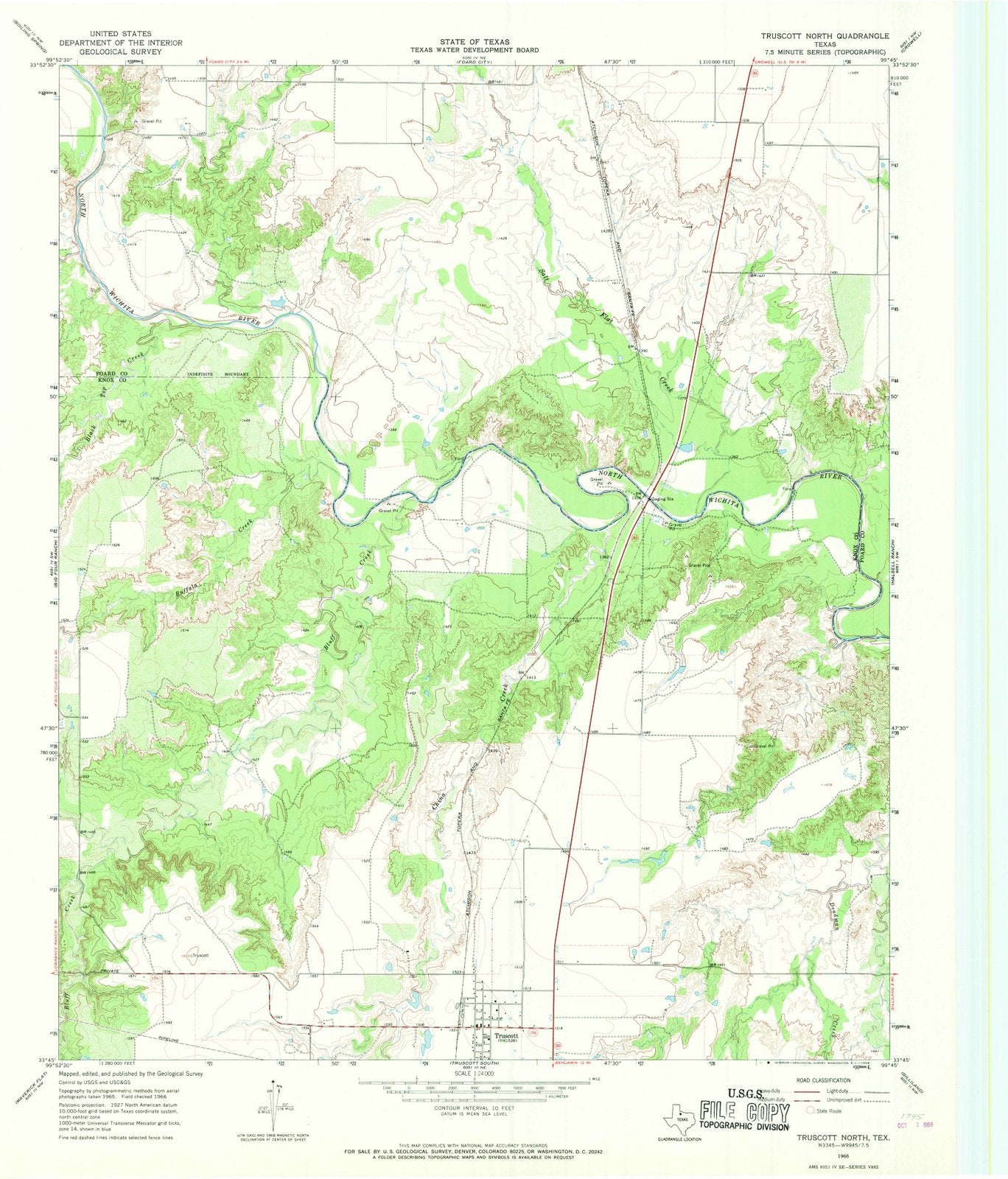 1966 Truscott North, TX - Texas - USGS Topographic Map