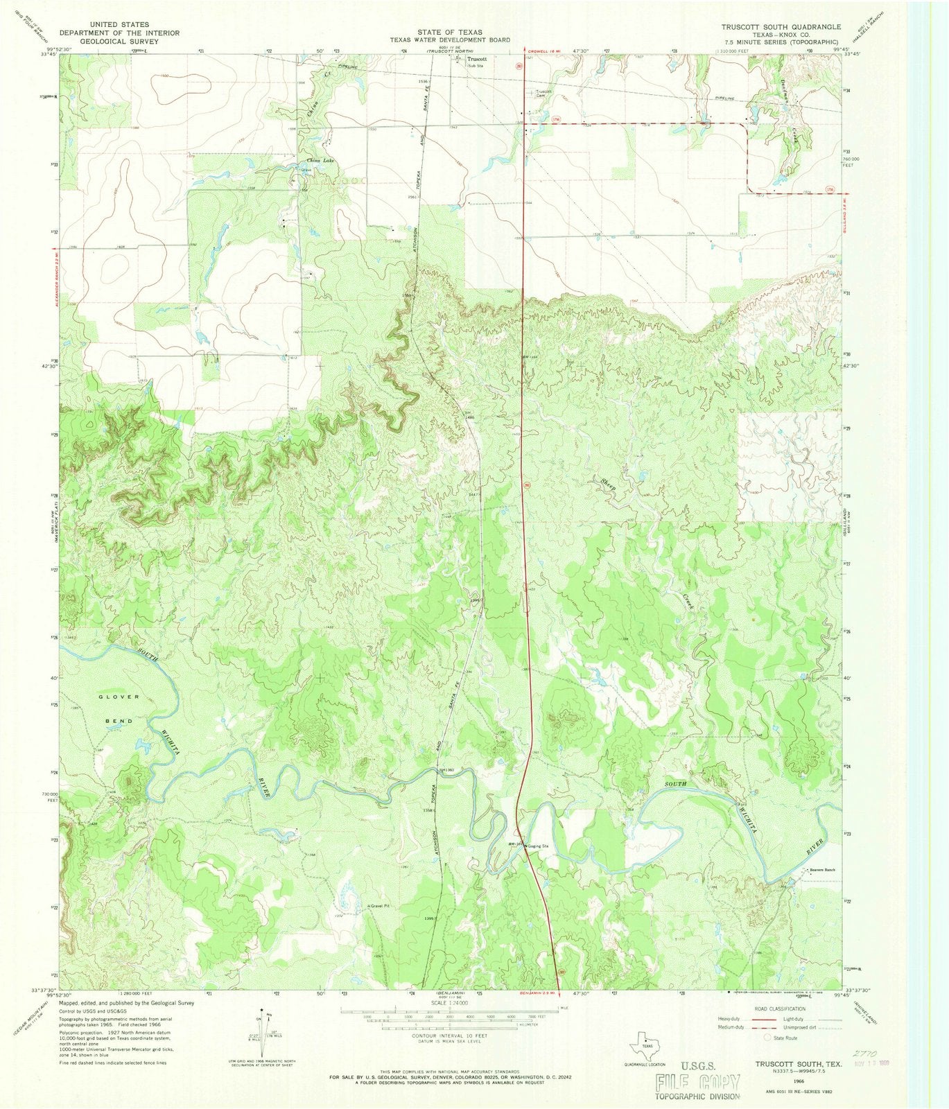 1966 Truscott South, TX - Texas - USGS Topographic Map