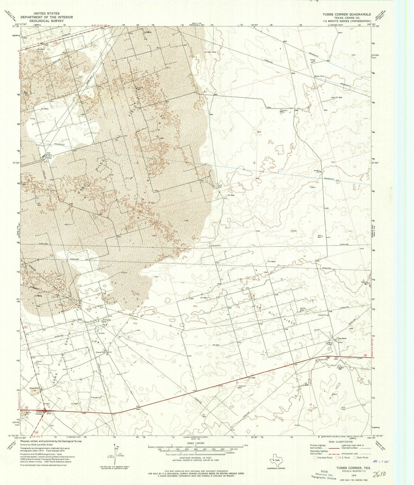 1974 Tubbs Corner, TX - Texas - USGS Topographic Map