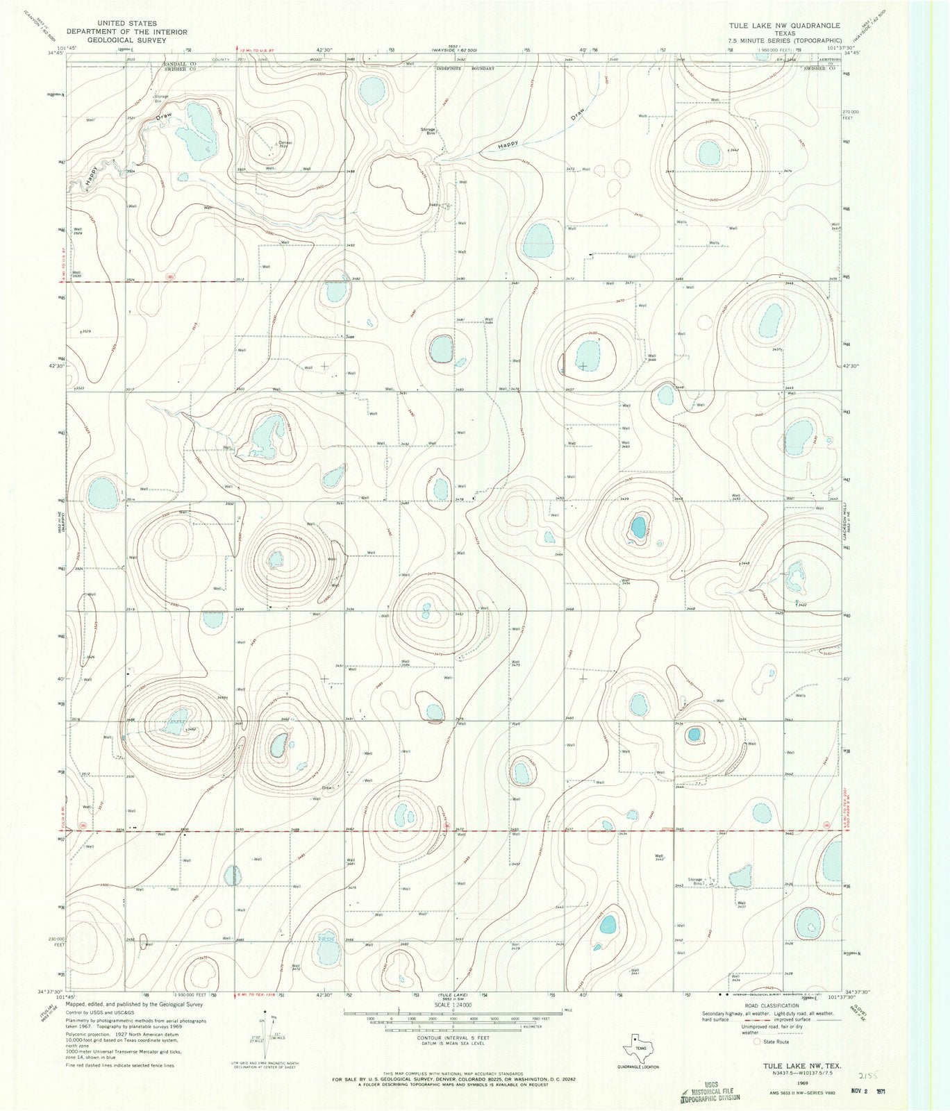 1969 Tule Lake, TX - Texas - USGS Topographic Map