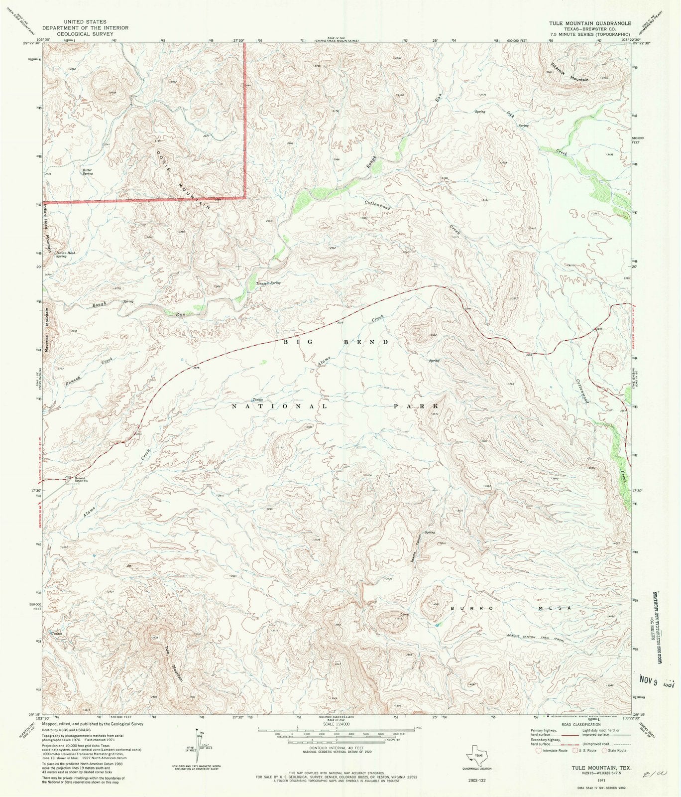 1971 Tule Mountain, TX - Texas - USGS Topographic Map