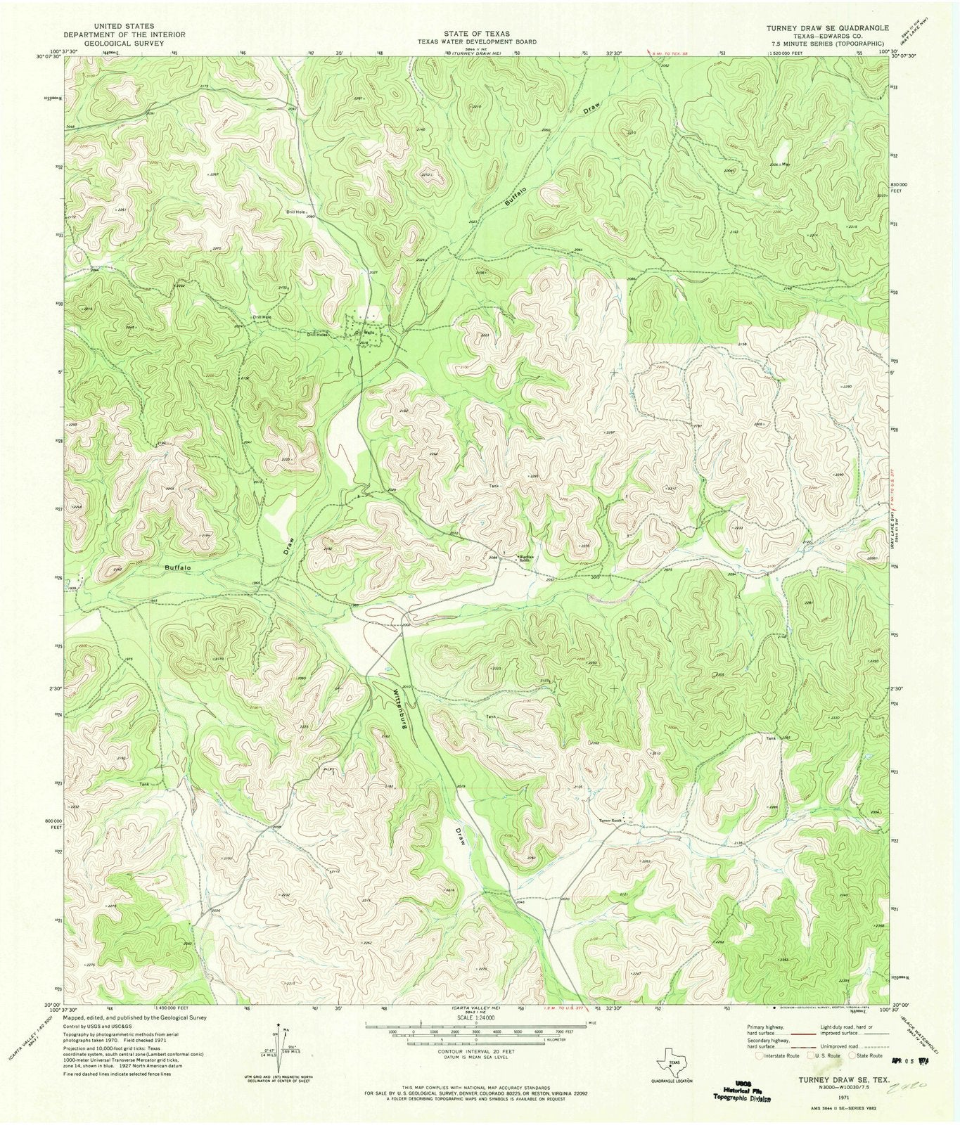 1971 Turneyraw, TX - Texas - USGS Topographic Map v2