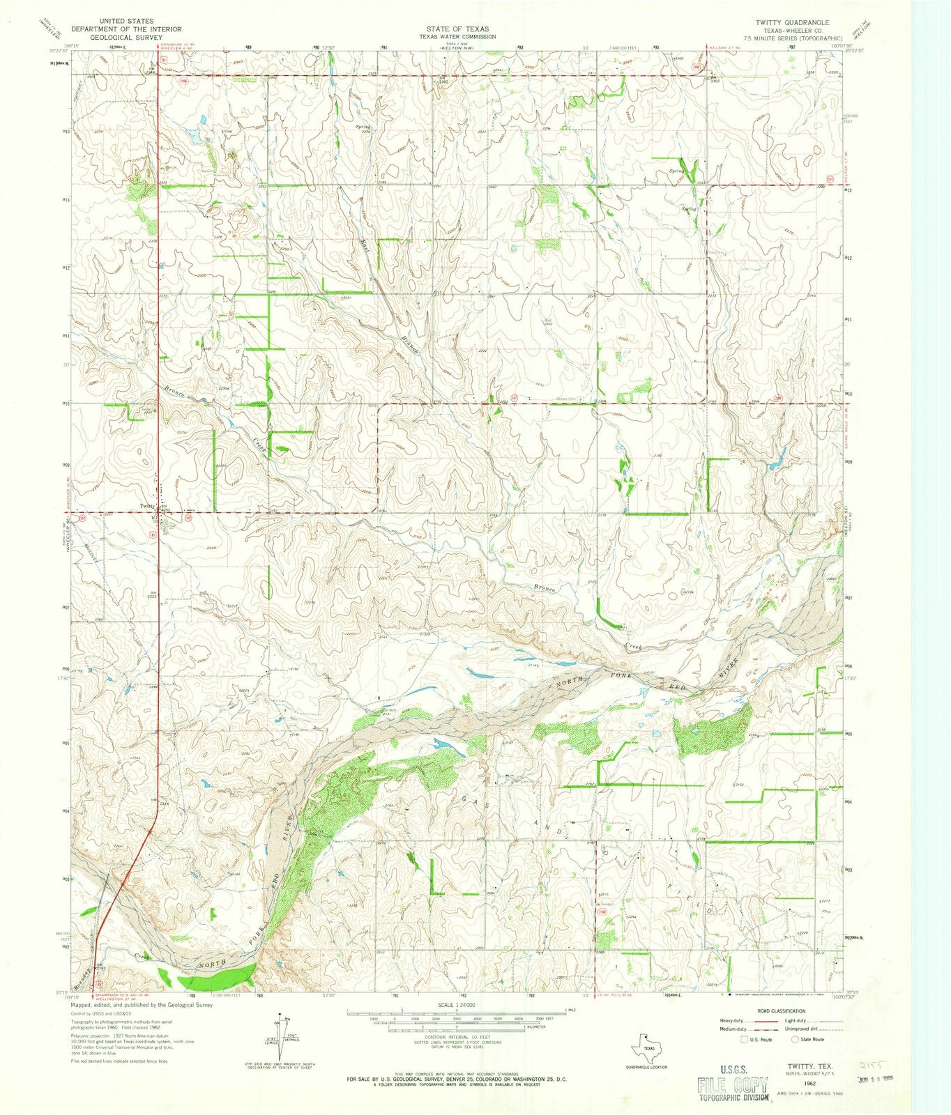 1962 Twitty, TX - Texas - USGS Topographic Map