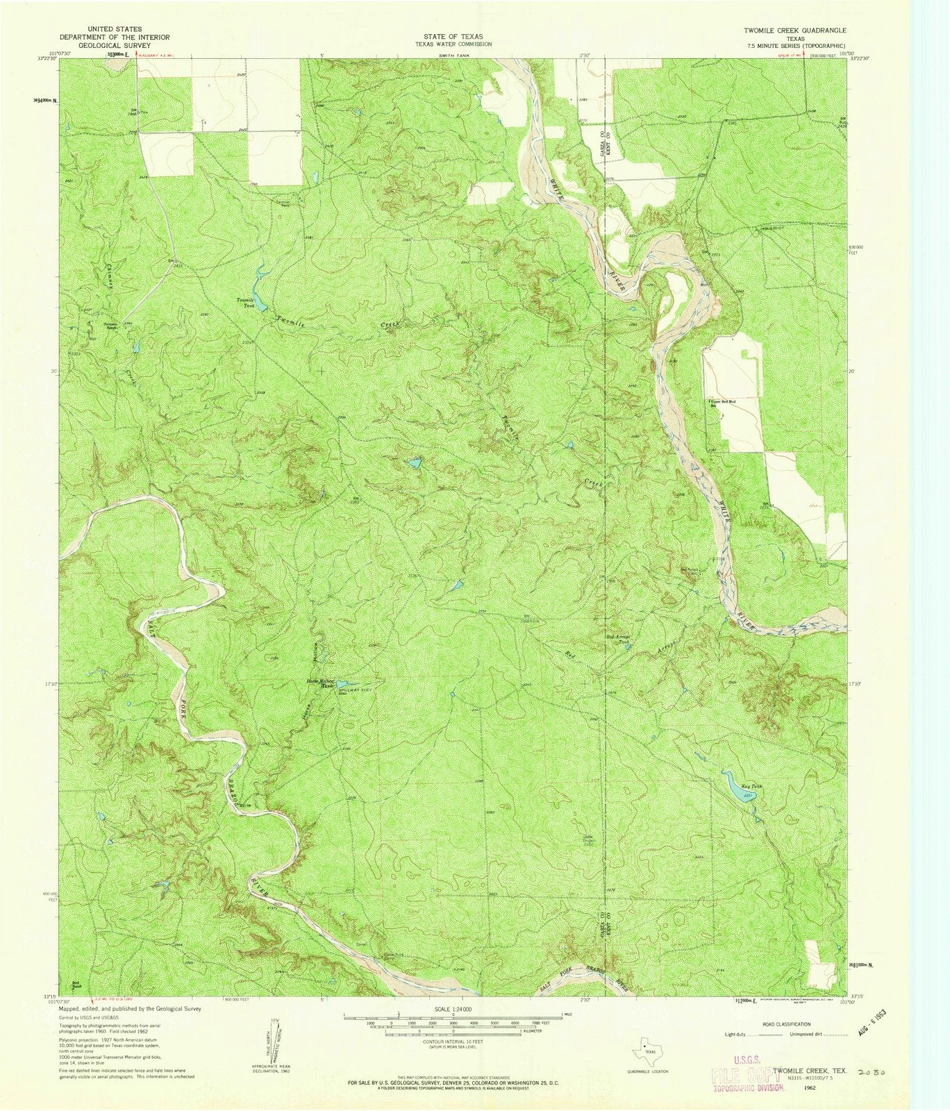 1962 Twomile Creek, TX - Texas - USGS Topographic Map