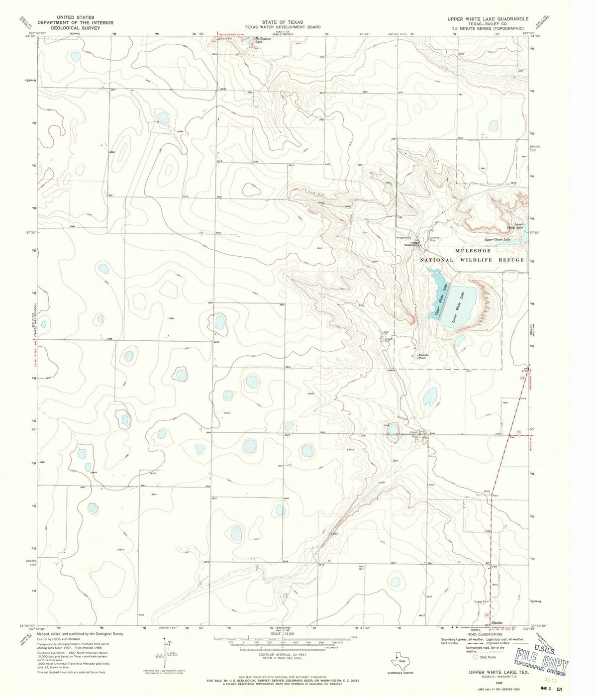 1968 Upper White Lake, TX - Texas - USGS Topographic Map