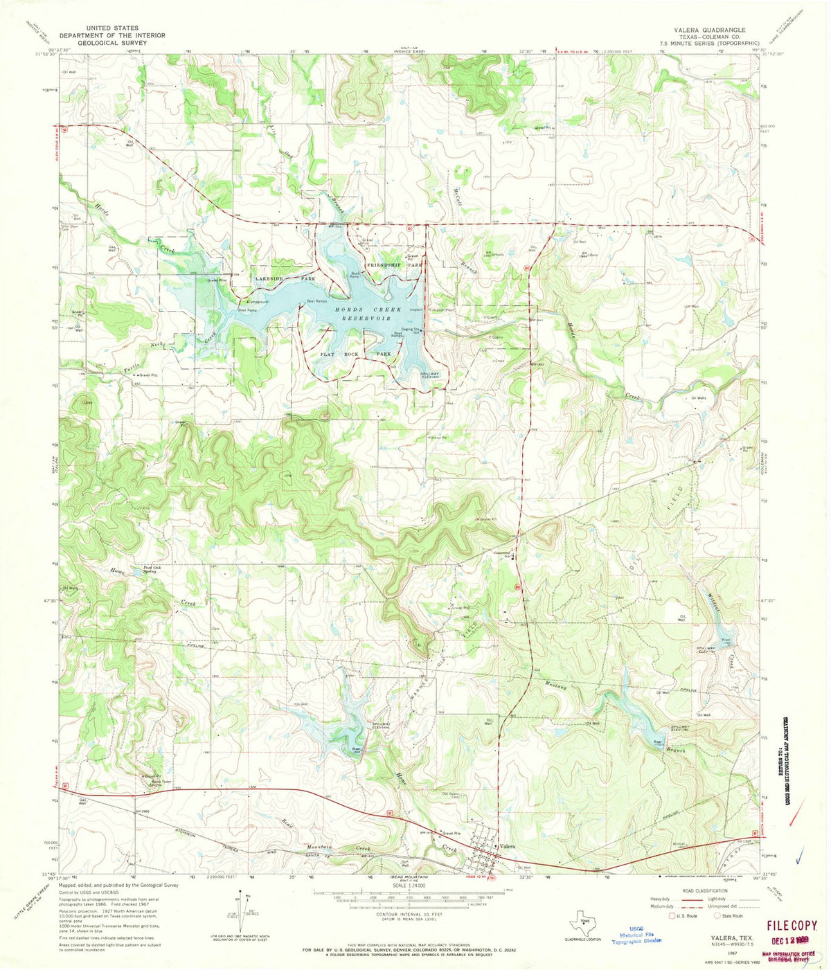 1967 Valera, TX - Texas - USGS Topographic Map