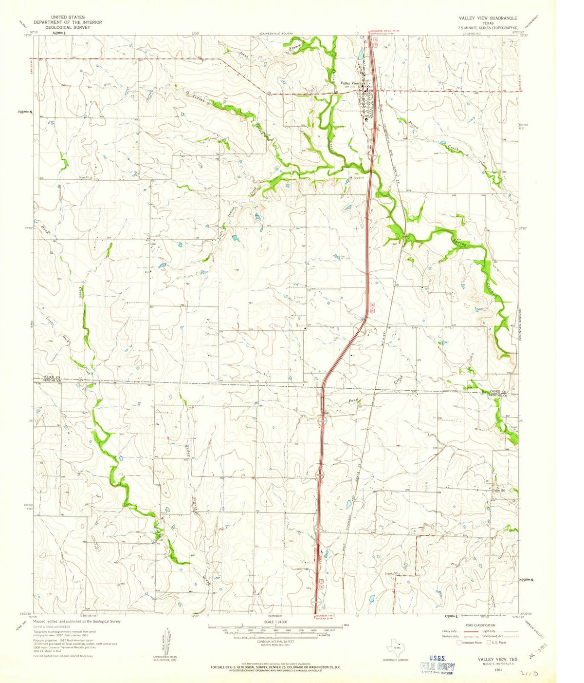 1961 Valley View, TX - Texas - USGS Topographic Map