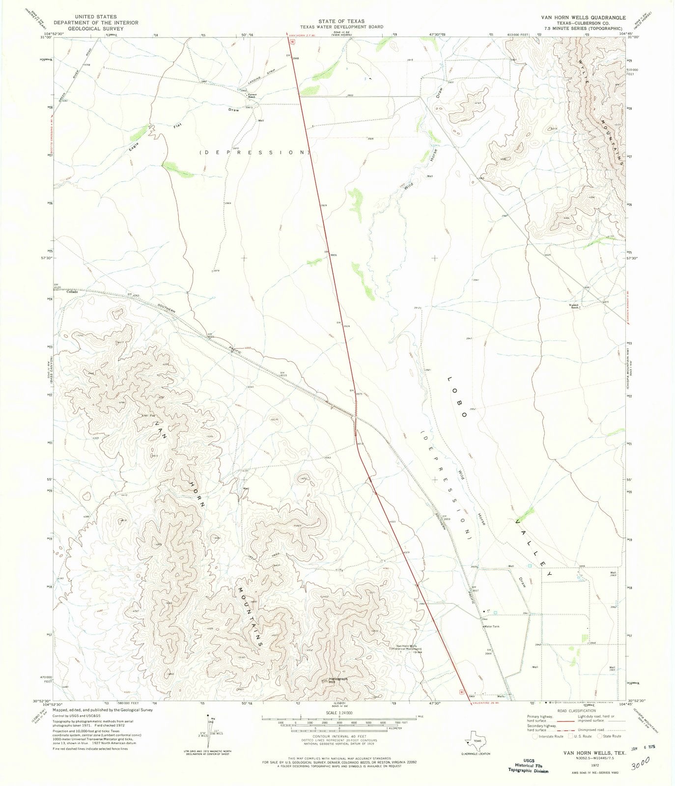 1972 Van Horn Wells, TX - Texas - USGS Topographic Map