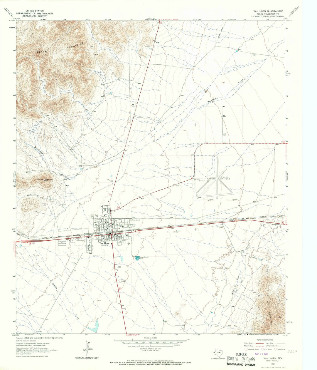1964 Van Horn, TX - Texas - USGS Topographic Map