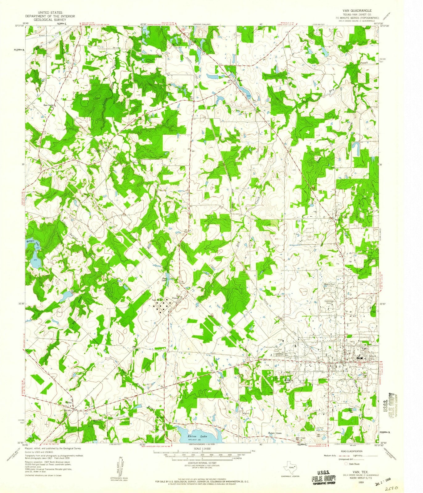 1959 Van, TX - Texas - USGS Topographic Map