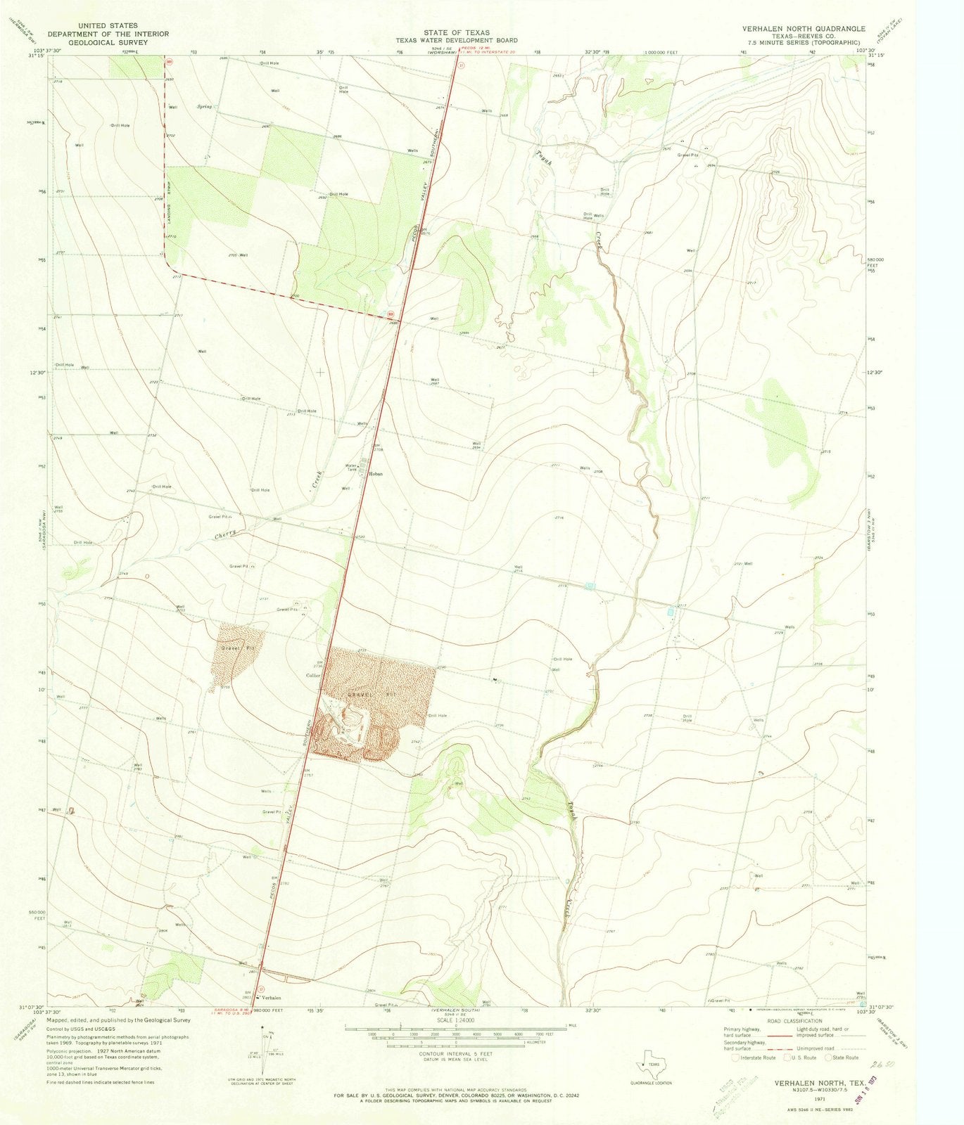1971 Verhalen North, TX - Texas - USGS Topographic Map