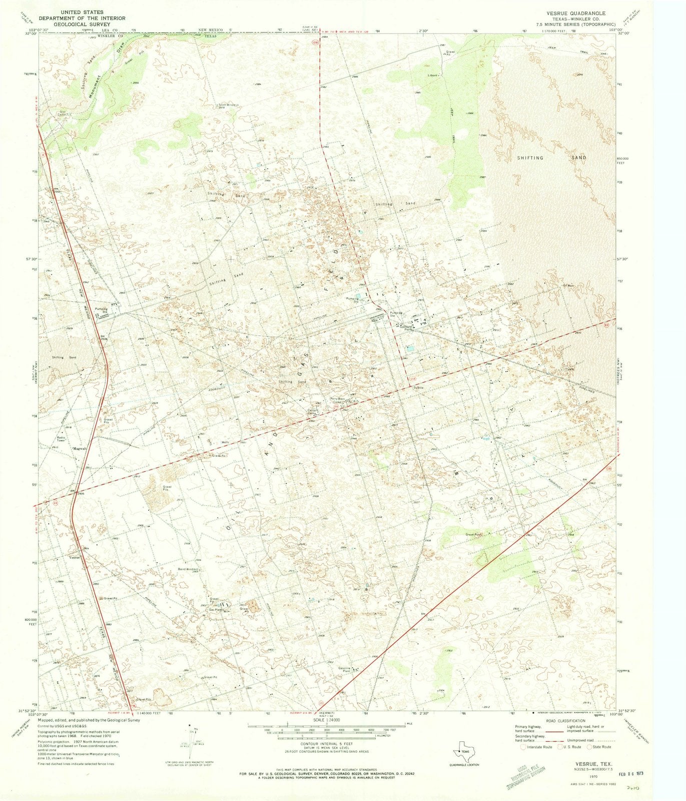 1970 Vesrue, TX - Texas - USGS Topographic Map