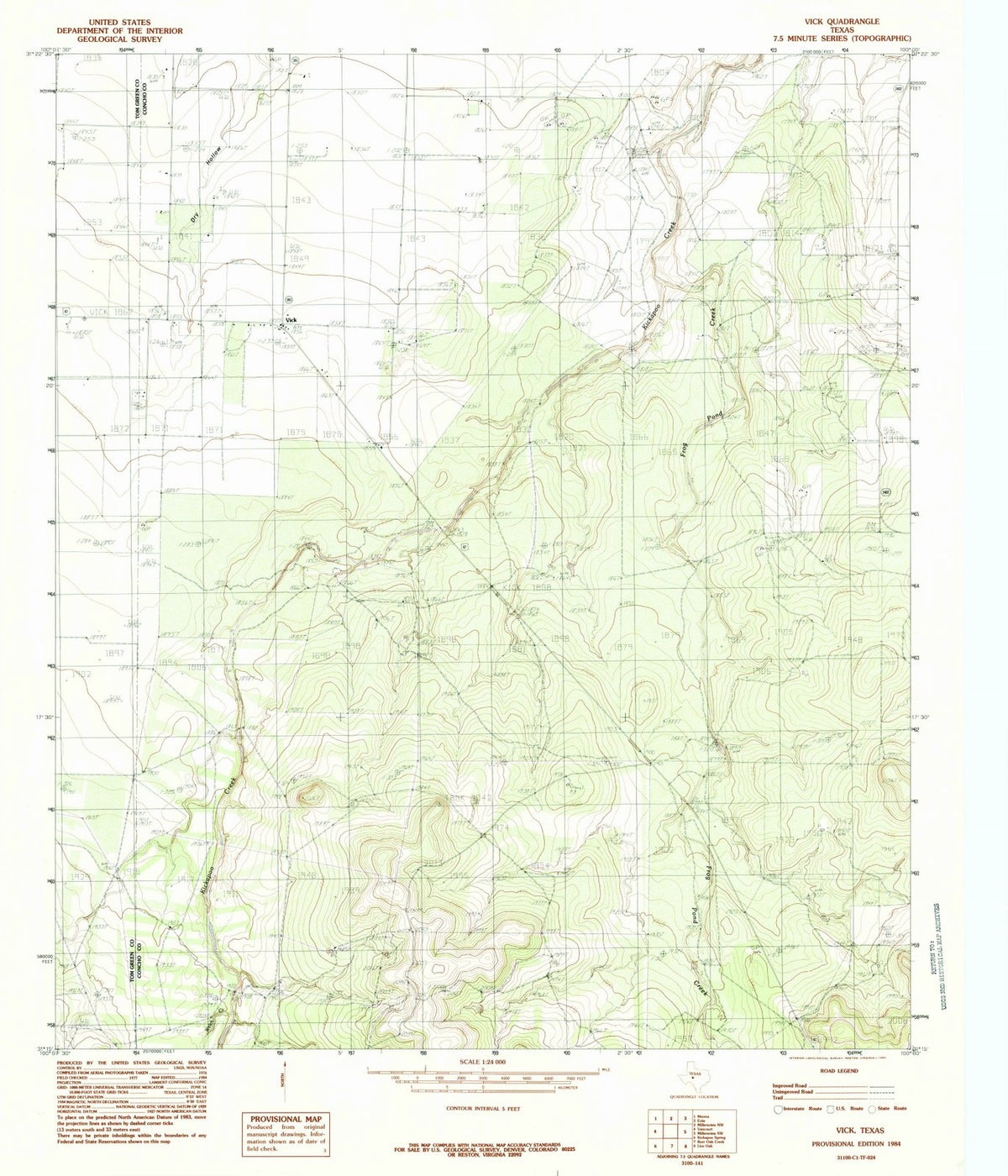 1984 Vick, TX - Texas - USGS Topographic Map