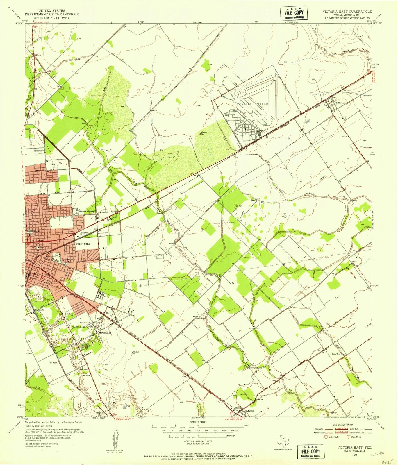 1952 Victoria East, TX - Texas - USGS Topographic Map