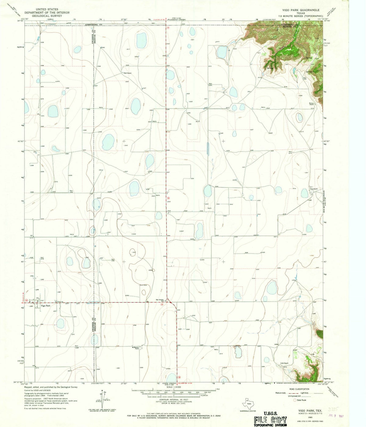 1965 Vigo Park, TX - Texas - USGS Topographic Map