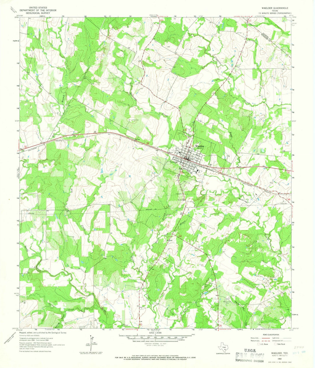 1964 Waelder, TX - Texas - USGS Topographic Map