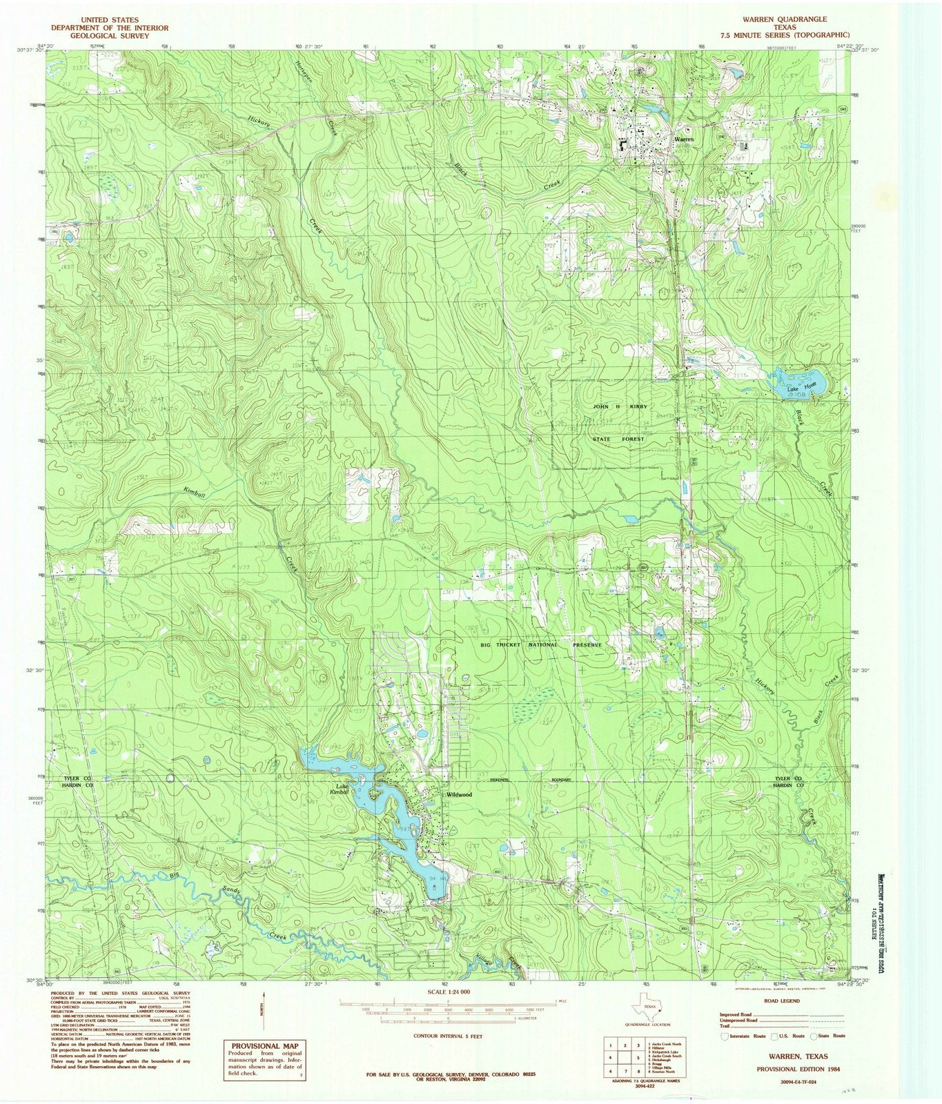 1984 Warren, TX - Texas - USGS Topographic Map