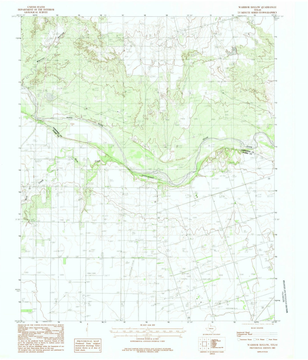 1983 Warrior Hollow, TX - Texas - USGS Topographic Map