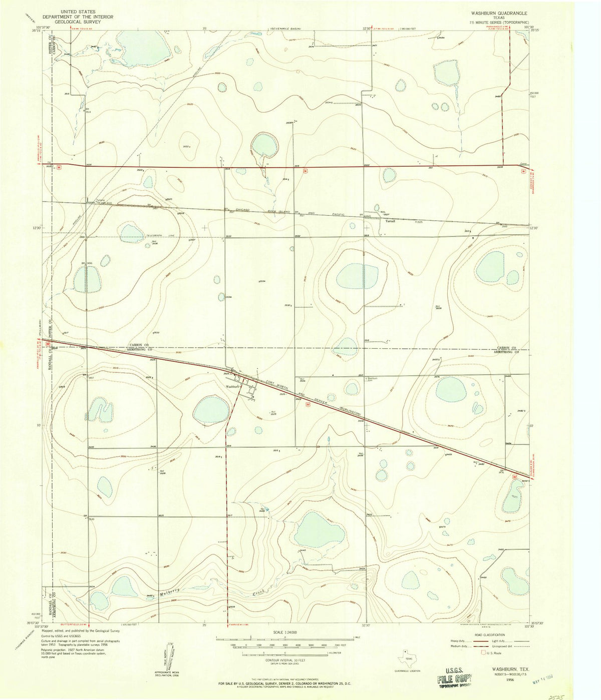 1956 Washburn, TX - Texas - USGS Topographic Map