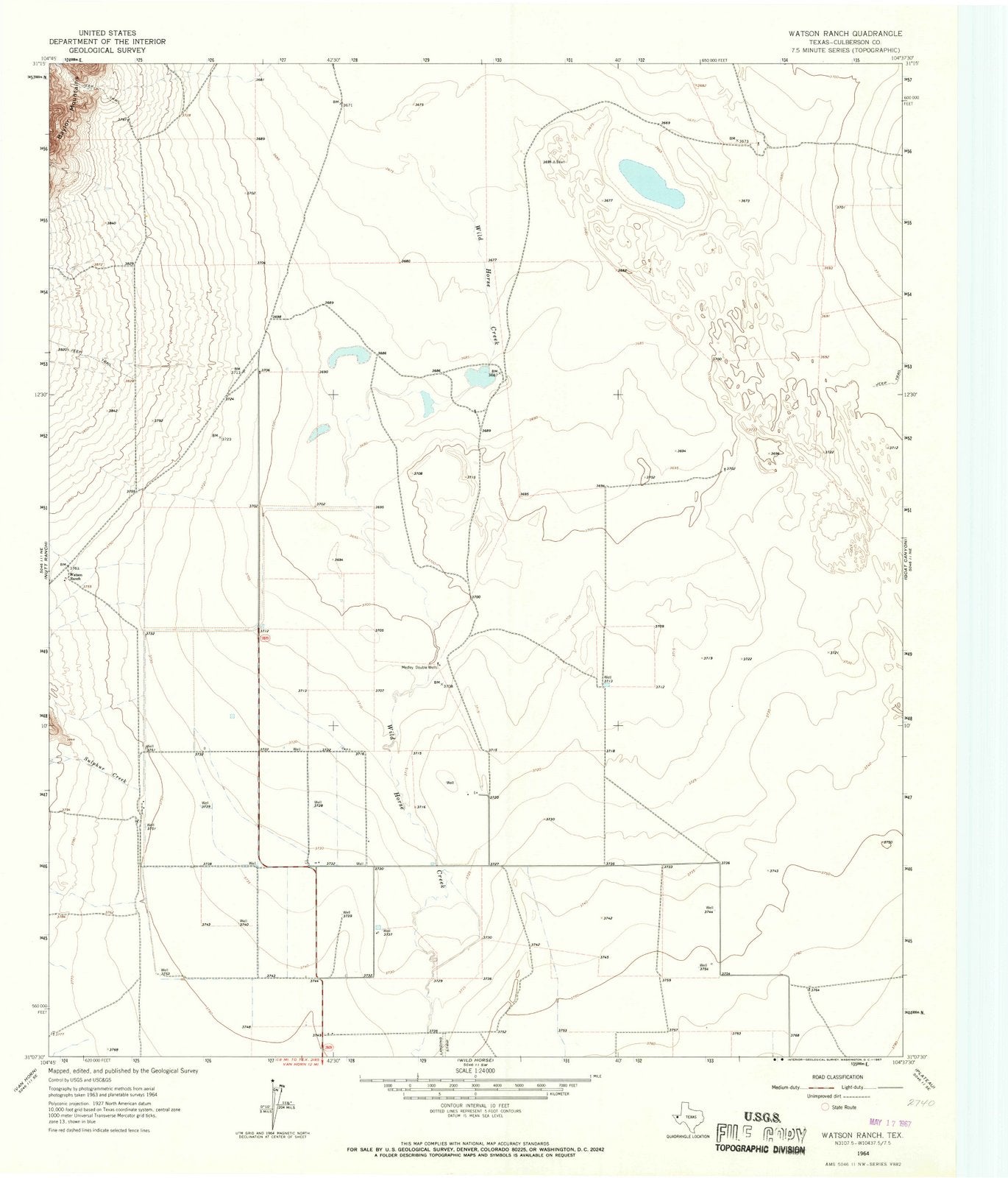 1964 Watson Ranch, TX - Texas - USGS Topographic Map