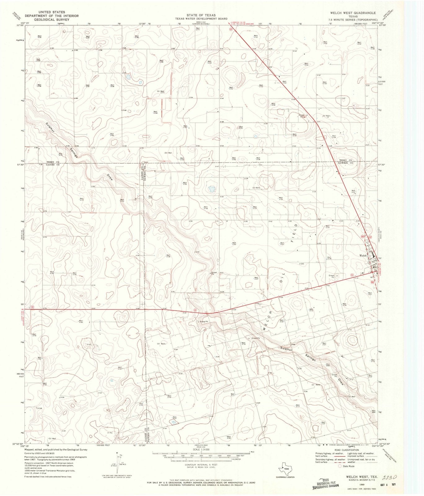 1969 Welch West, TX - Texas - USGS Topographic Map