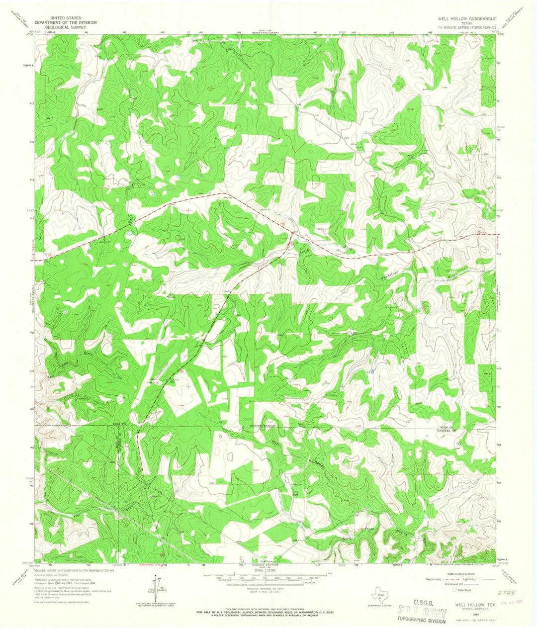 1964 Well Hollow, TX - Texas - USGS Topographic Map