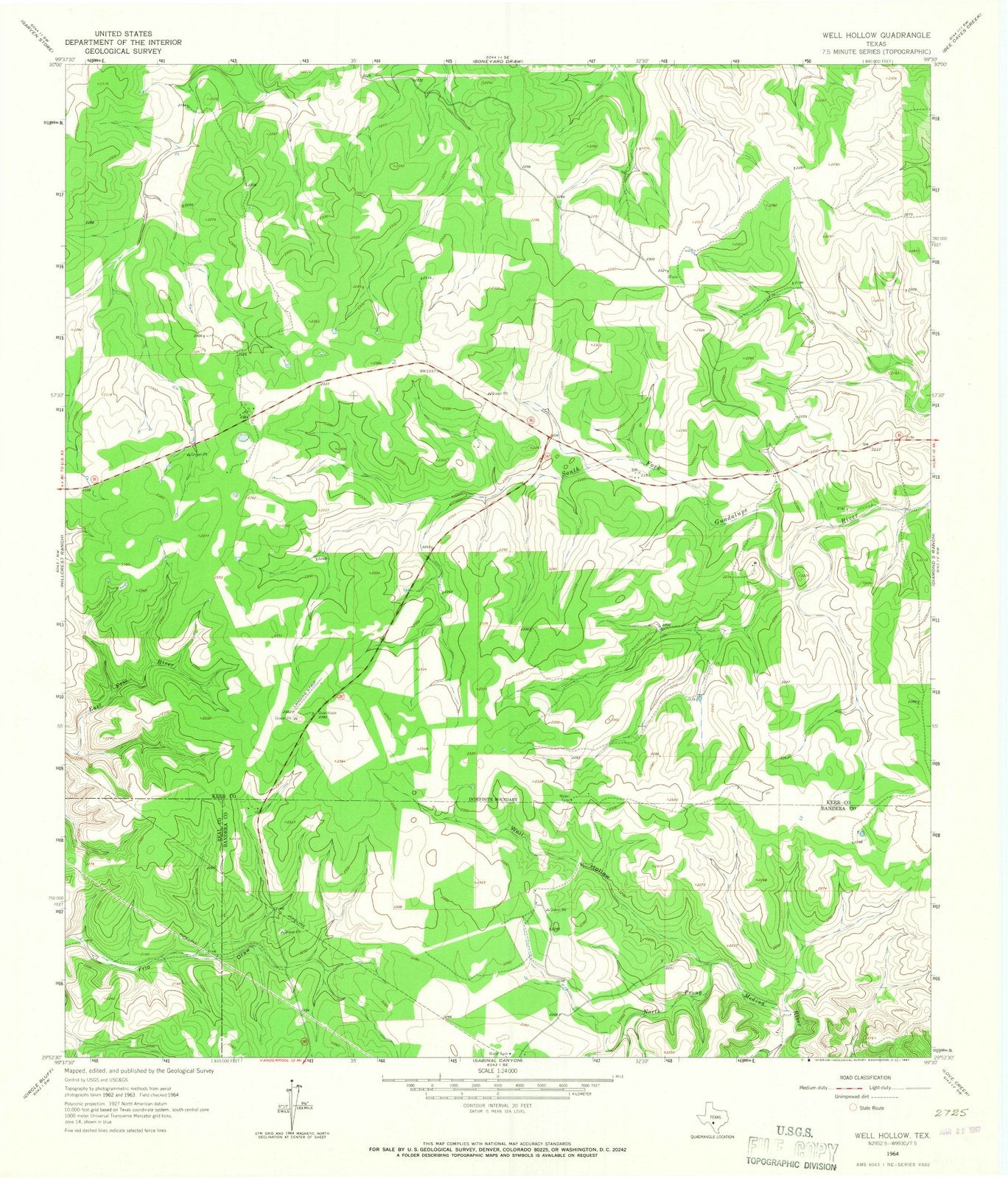 1964 Well Hollow, TX - Texas - USGS Topographic Map