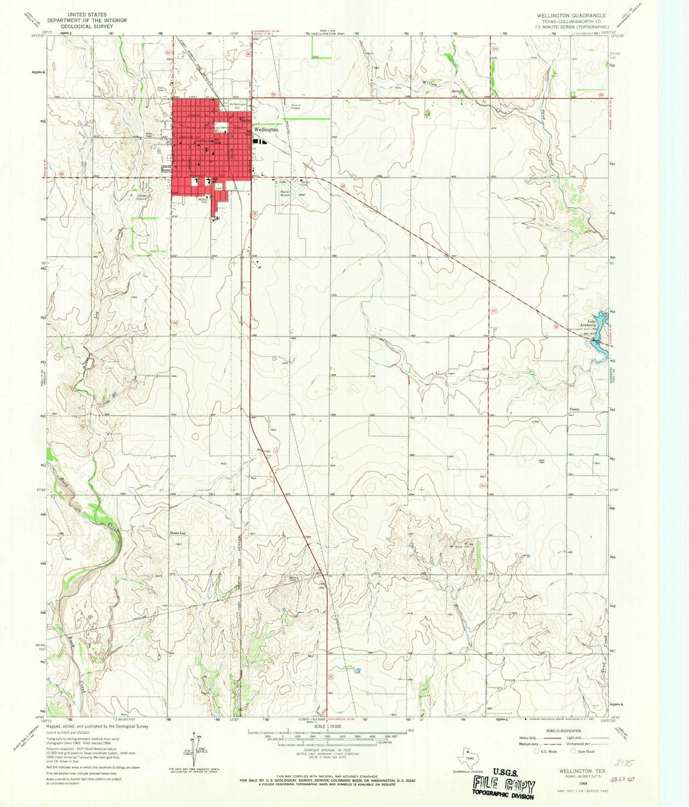 1964 Wellington, TX - Texas - USGS Topographic Map