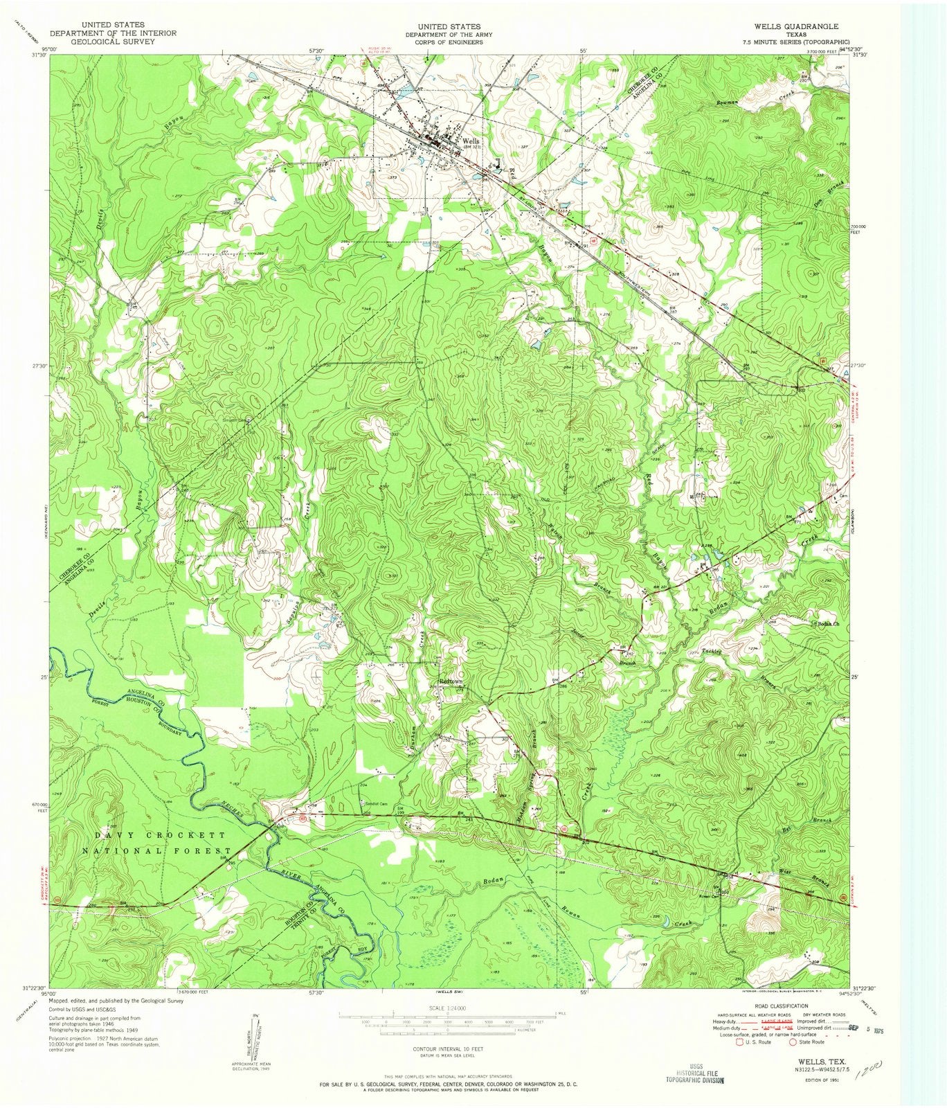 1951 Wells, TX - Texas - USGS Topographic Map v2