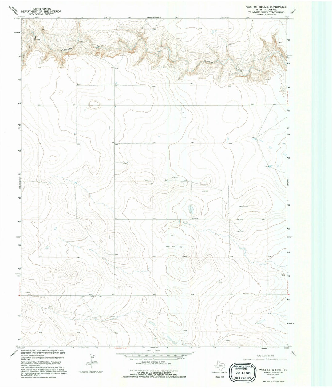 1964 West of Brickel, TX - Texas - USGS Topographic Map