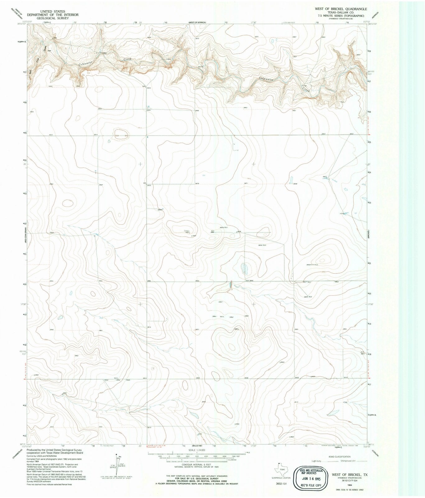 1964 West of Brickel, TX - Texas - USGS Topographic Map