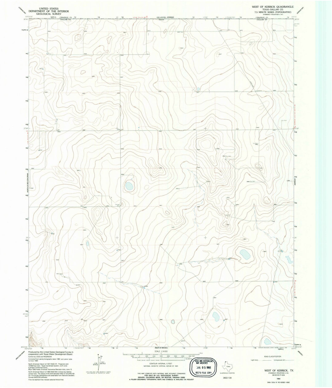 1964 West of Kerrick, TX - Texas - USGS Topographic Map