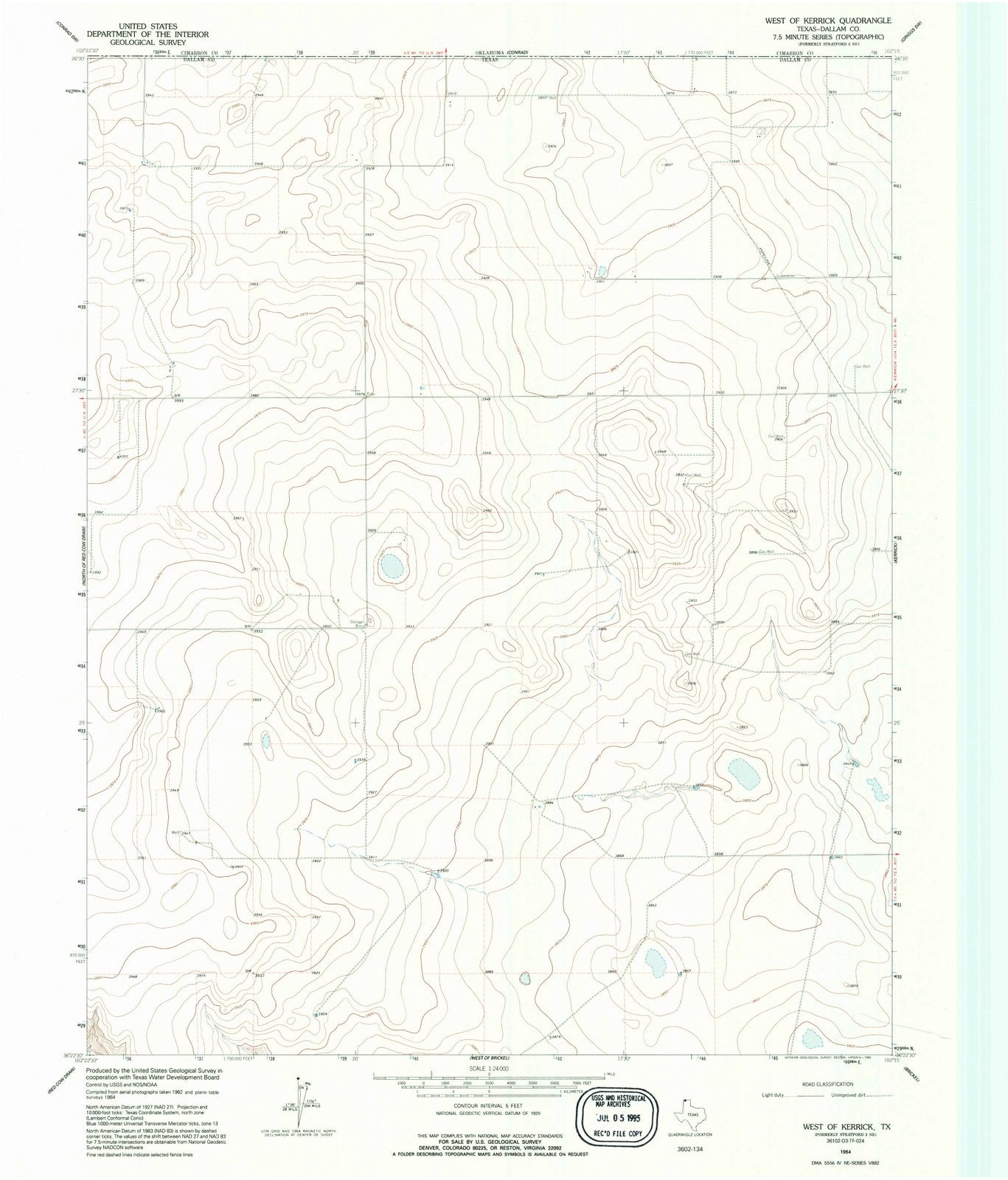 1964 West of Kerrick, TX - Texas - USGS Topographic Map