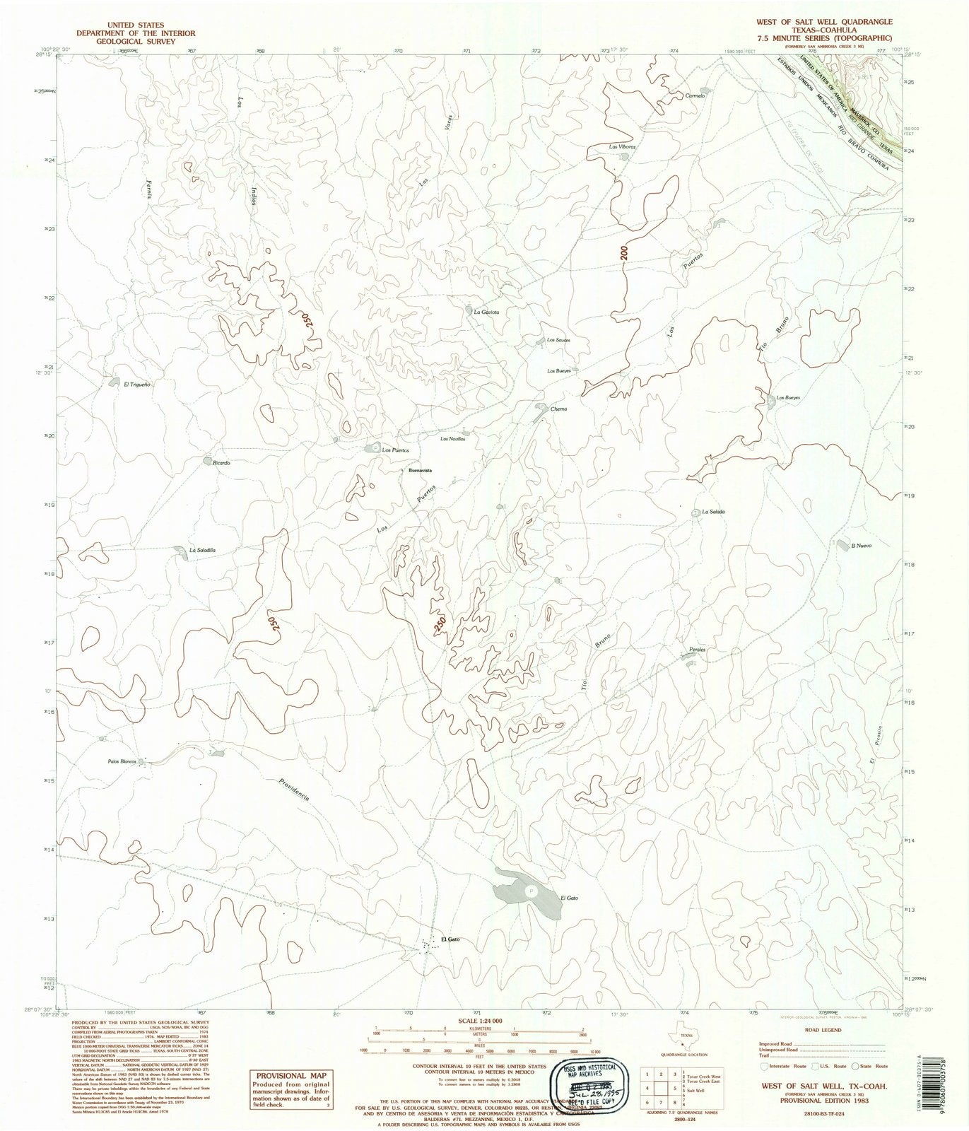 1983 West of Salt Well, TX - Texas - USGS Topographic Map