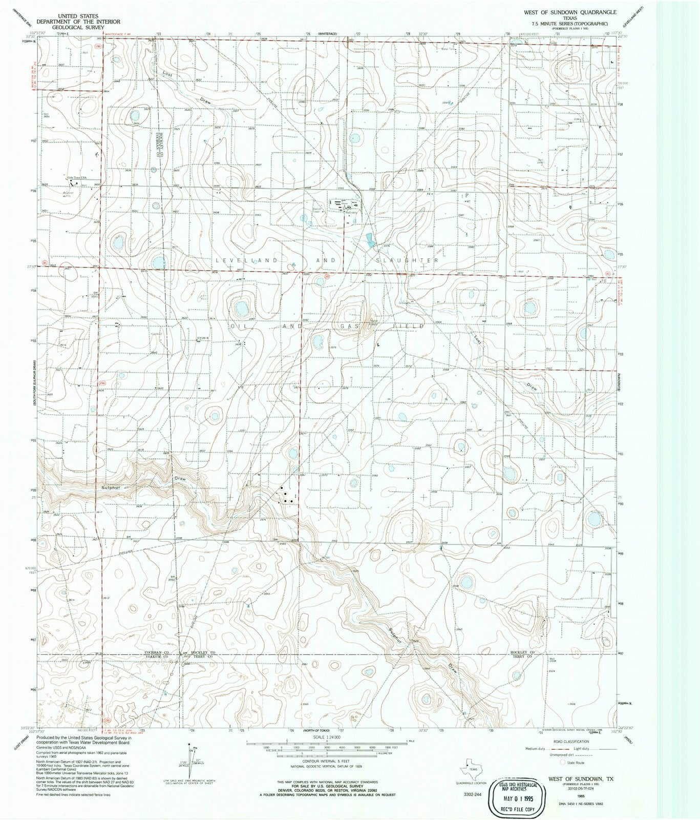 1965 West of Sundown, TX - Texas - USGS Topographic Map
