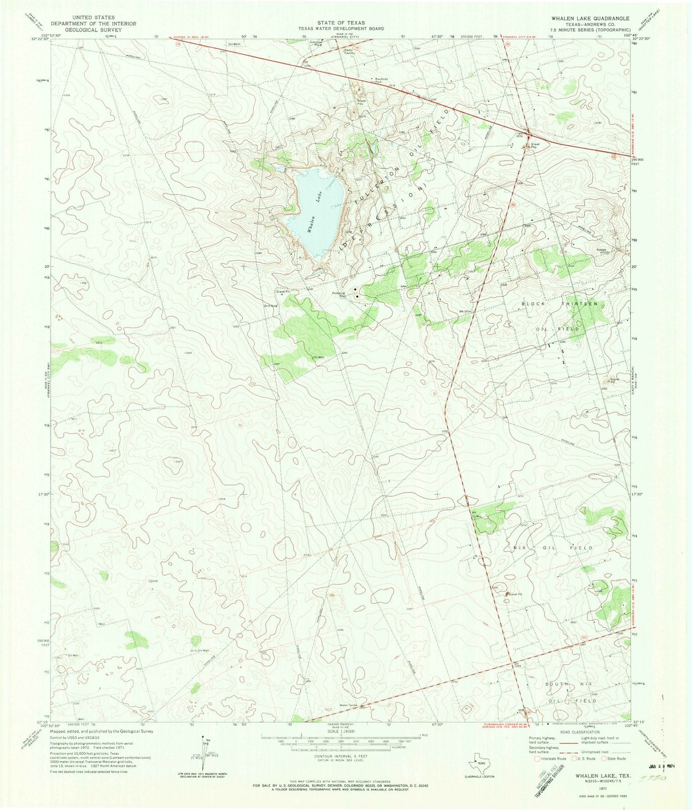 1971 Whalen Lake, TX - Texas - USGS Topographic Map