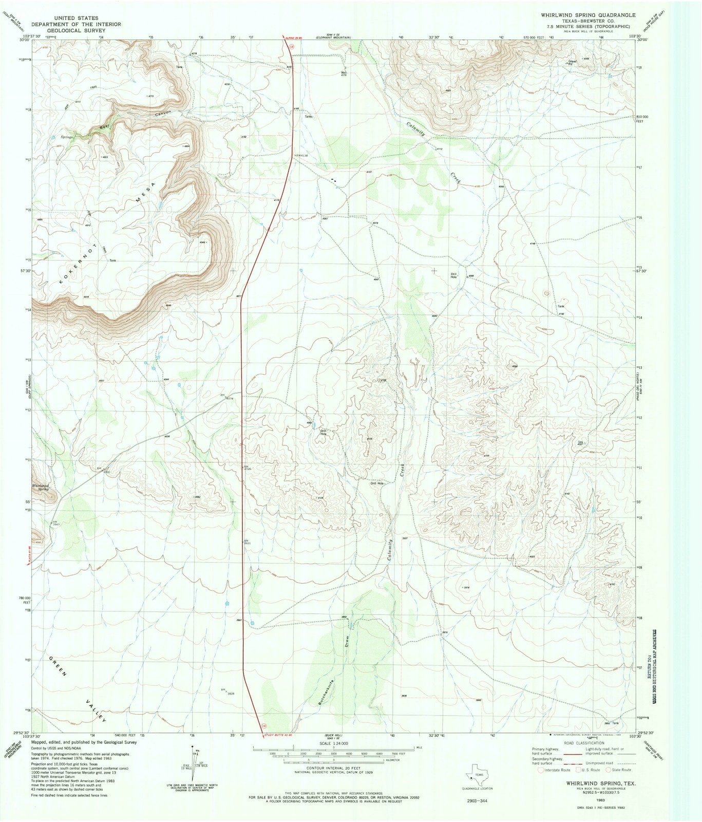 1983 Whirlwind Spring, TX - Texas - USGS Topographic Map