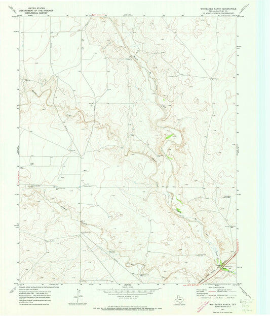 1971 Whiteaker Ranch, TX - Texas - USGS Topographic Map