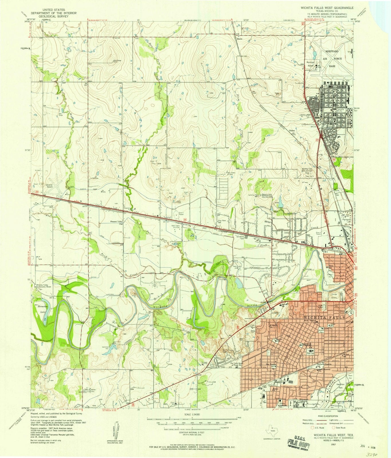 1957 Wichita Falls West, TX - Texas - USGS Topographic Map v2