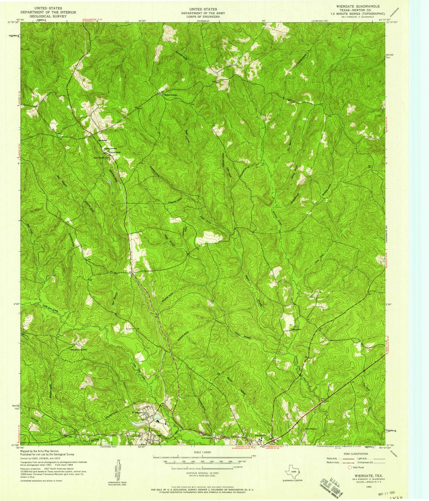 1954 Wiergate, TX - Texas - USGS Topographic Map v2