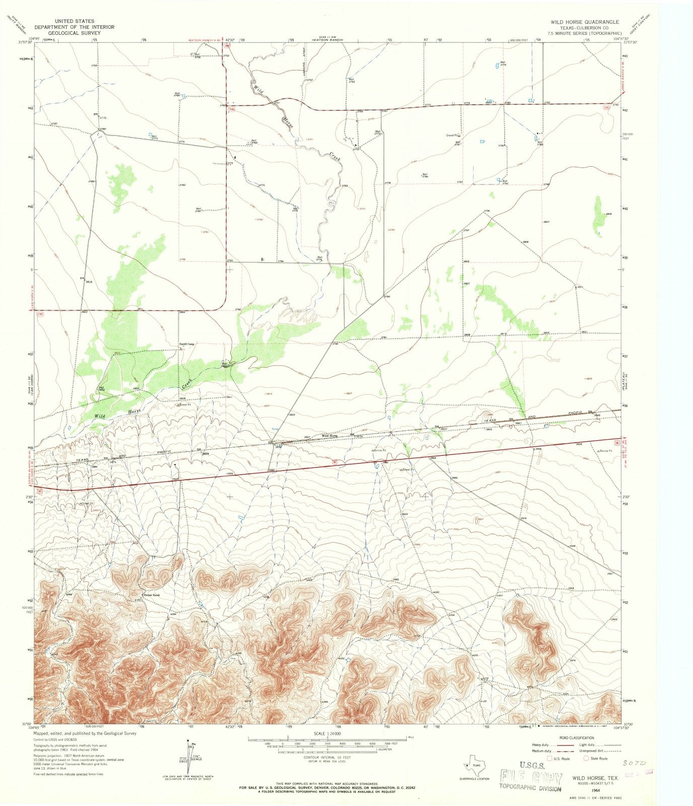 1964 Wild Horse, TX - Texas - USGS Topographic Map